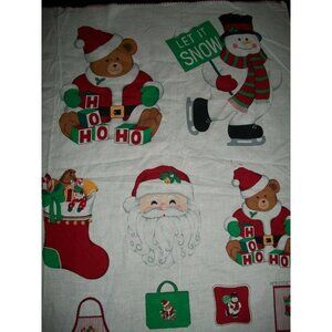 VIP Fabric Panel Merry Christmas Applique Craft Snowman Santa Bear Stocking